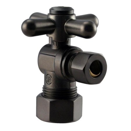 WESTBRASS Angle Stop, 5/8" OD x 3/8" OD, 1/4-Turn Cross Handle in Oil Rubbed Bronze D105BX-12